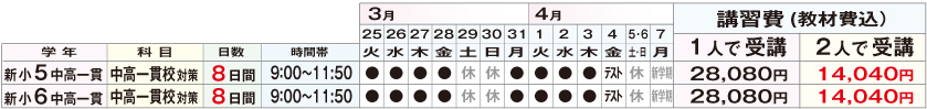 中高一貫校対策コース